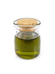 Image showing Oil hemp in glass jar