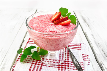 Image showing Jelly air strawberry in bowl on light board