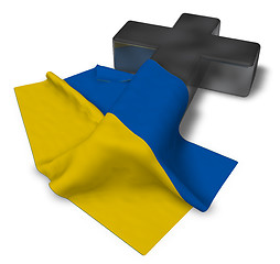 Image showing christian cross and flag of the ukraine - 3d rendering