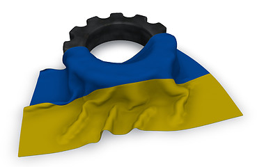 Image showing gear wheel and flag of the ukraine - 3d rendering