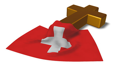 Image showing christian cross and flag of switzerland - 3d rendering