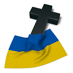 Image showing christian cross and flag of the ukraine - 3d rendering