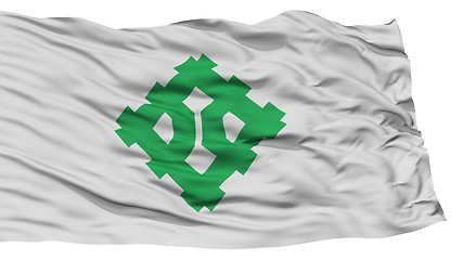 Image showing Isolated Fukui Flag, Capital of Japan Prefecture, Waving on White Background