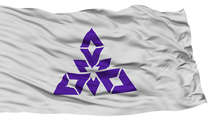 Image showing Isolated Fukuoka Flag, Capital of Japan Prefecture, Waving on White Background