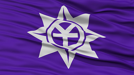 Image showing Closeup of Okayama Flag, Capital of Japan Prefecture