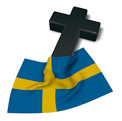 Image showing christian cross and flag of sweden - 3d rendering