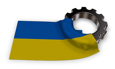 Image showing gear wheel and flag of the ukraine - 3d rendering