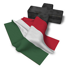 Image showing christian cross and flag of hungary - 3d rendering