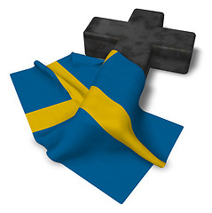 Image showing christian cross and flag of sweden - 3d rendering
