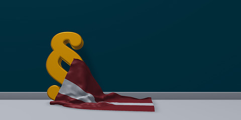 Image showing paragraph symbol and flag of latvia - 3d rendering