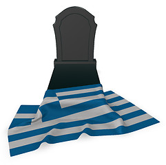 Image showing gravestone and flag of greece - 3d rendering