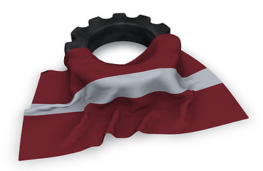 Image showing gear wheel and flag of latvia - 3d rendering