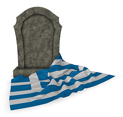 Image showing gravestone and flag of greece - 3d rendering