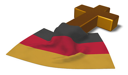 Image showing christian cross and flag of germany - 3d rendering