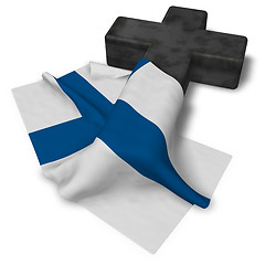 Image showing christian cross and flag of finland - 3d rendering