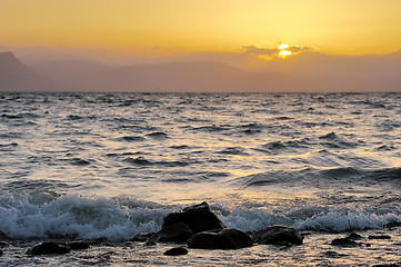 Image showing Lake Kinneret on the Sunset