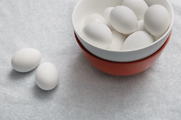 Image showing Chicken eggs in bowl