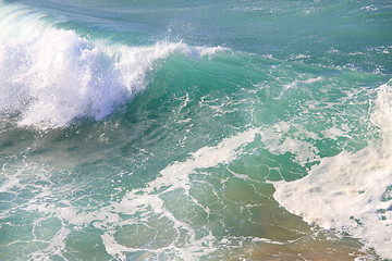 Image showing Sea surf great wave break on coastline