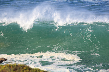 Image showing Sea surf great wave break on coastline