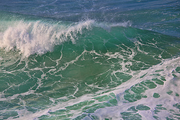 Image showing Sea surf great wave break on coastline