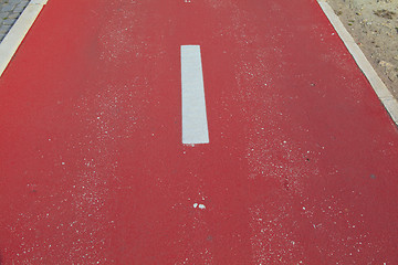 Image showing Red bicycle path