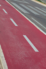 Image showing Red bicycle path