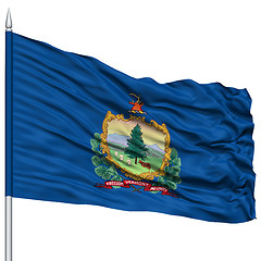 Image showing Isolated Vermont Flag on Flagpole, USA state