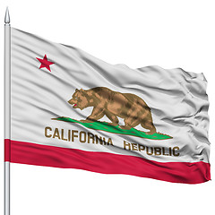 Image showing Isolated California Flag on Flagpole, USA state