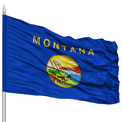 Image showing Isolated Montana Flag on Flagpole, USA state