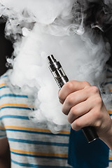 Image showing The face of vaping young man