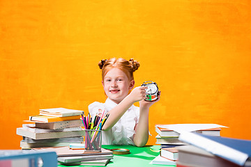 Image showing Teen girl with lot of books