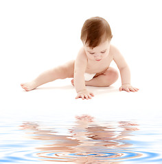 Image showing sitting baby boy in diaper