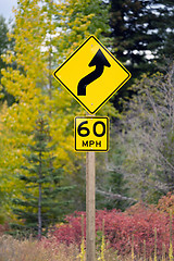 Image showing Curve Ahead Highway Sign 60 MPH