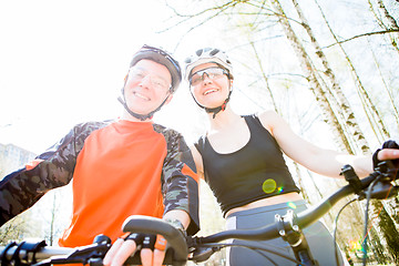 Image showing Girl and guy in helmets