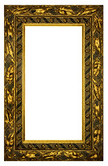 Image showing Rectangular Gilded Frame Isolated with Clipping Path on white ba