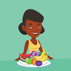 Image showing Woman with fresh fruits vector illustration.