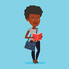 Image showing Student reading book vector illustration.