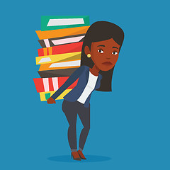 Image showing Student with pile of books vector illustration.