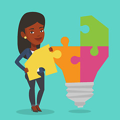 Image showing Student with idea lightbulb vector illustration.