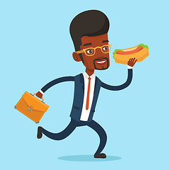 Image showing Businessman eating hot dog vector illustration.