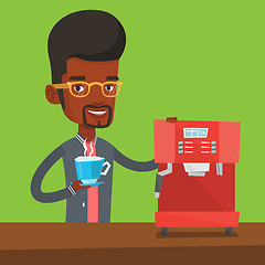 Image showing Man making coffee vector illustration.