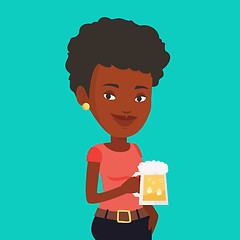 Image showing Woman drinking beer vector illustration.