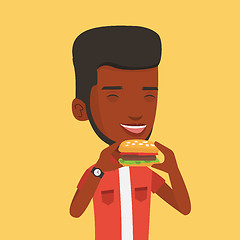 Image showing Man eating hamburger vector illustration.