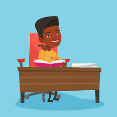 Image showing Student writing at the desk vector illustration.