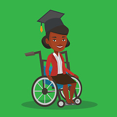 Image showing Graduate sitting in wheelchair vector illustration