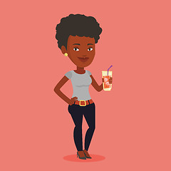 Image showing Woman drinking cocktail vector illustration.