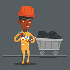 Image showing Miner checking documents vector illustration.