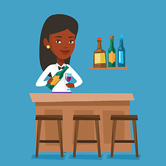 Image showing Bartender standing at the bar counter.