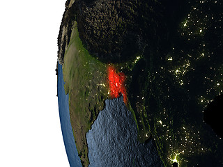 Image showing Sunset over Bangladesh from space