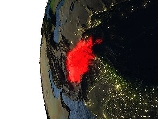 Image showing Sunset over Afghanistan from space